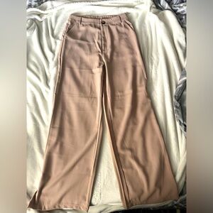 Wide leg beige dress pants